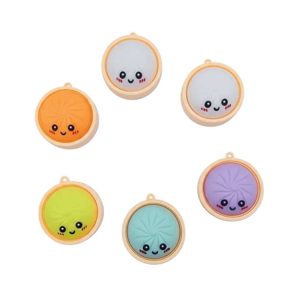 10PCS Simulation Food Design Steamed Stuffed Bun Pendant Ornament Style Small Size Press Decompression Keychain