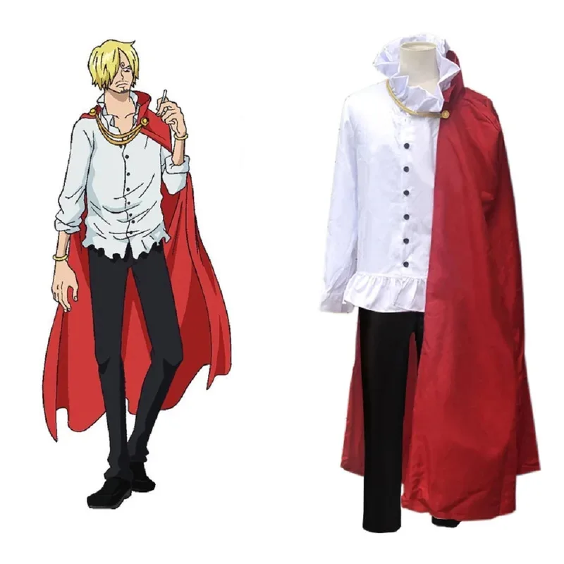 Due anni dopo Sanji Cosplay Fantasy Parrucche Mantello Camicie Pantaloni Abiti Anime Costume da pirata Travestimento Uomini Gioco di ruolo Fantasia Abiti