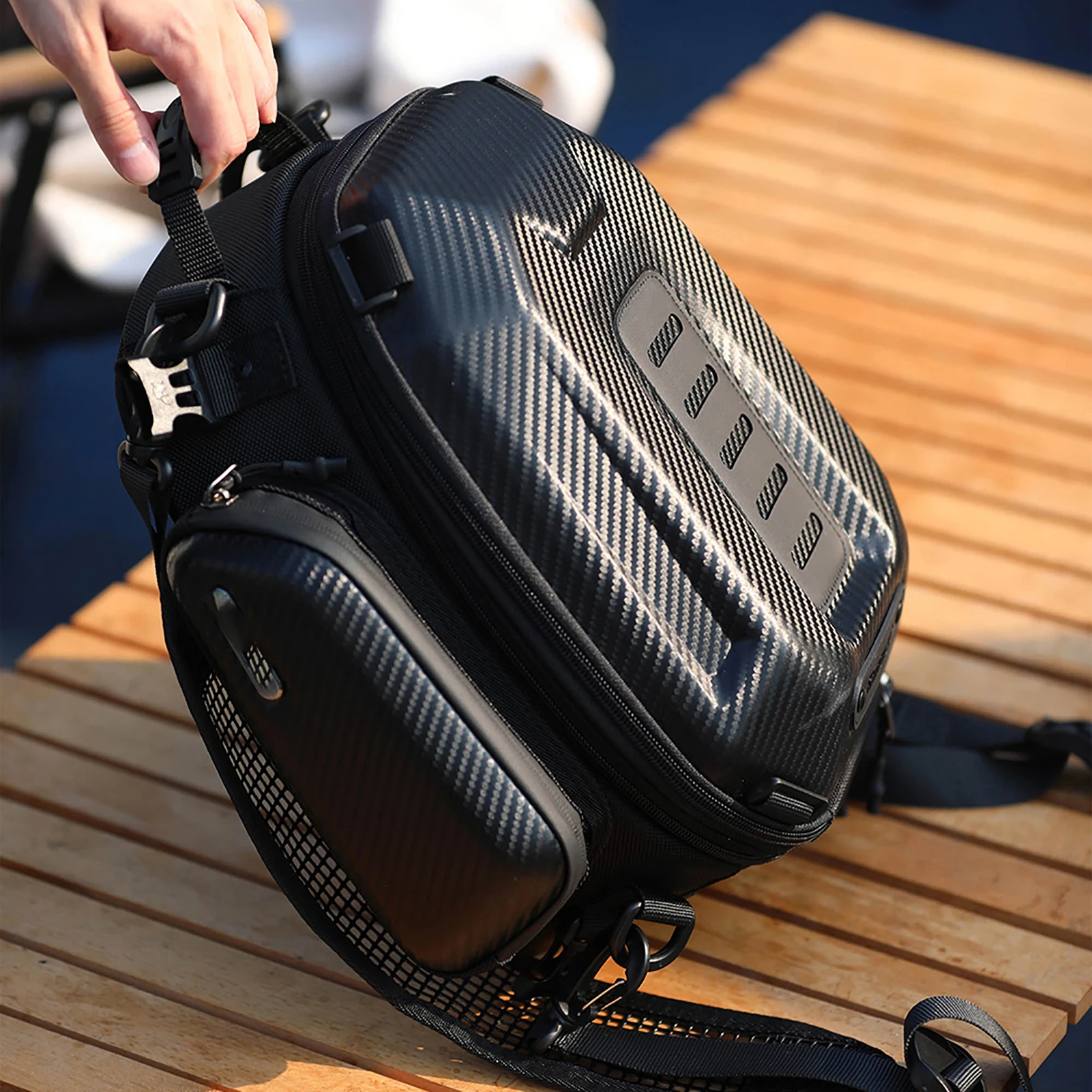 Expandable Motorcycle Rearseat Bag 12-18L Large Capacity Motorcycle Bag  Motorcycle Riding Rear Bag Motorcycle Tools Storage