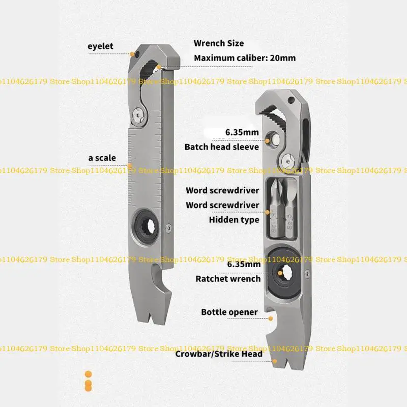 

A1A2 Portable Pry Bar Open Bottle Crowbars Multitool Bottles Opener Nails Puller Ratchets Wrench for Prying, Lifting, Pulling