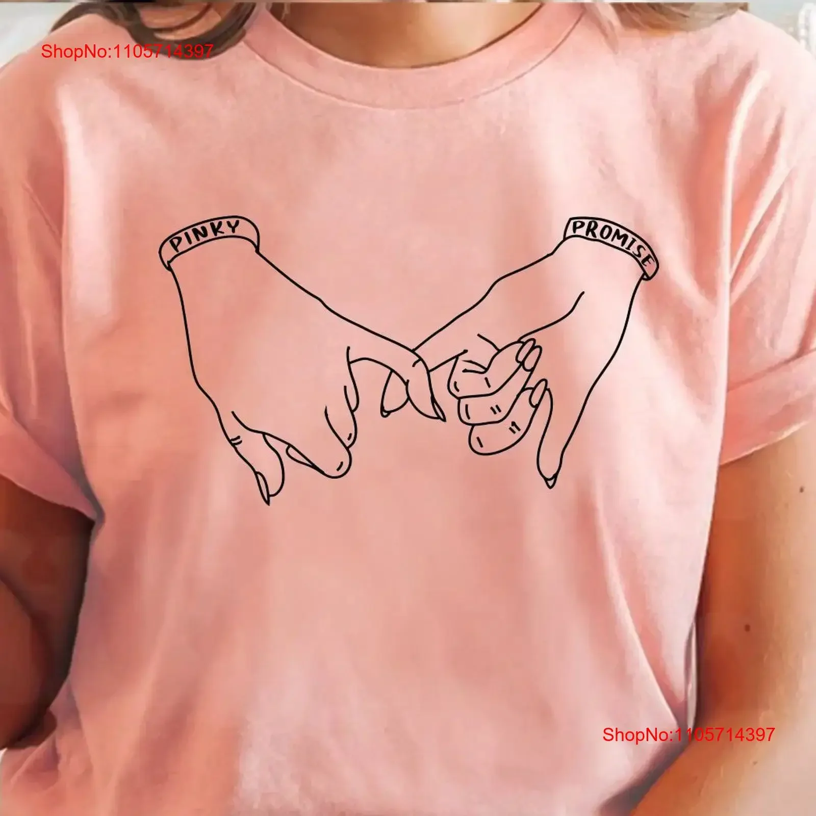 Promise T Shirt Pinky Best Friend Couple BFF Swear vintage Washed Stretched Comfortable Unisex Top For Everyday Wear streetwear