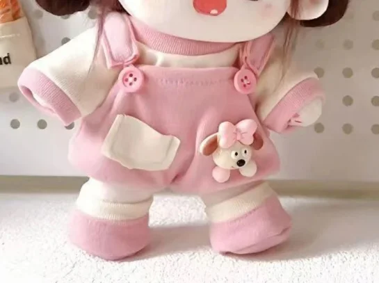 오리지널 코스프레 베이비 드레스 20cm 세트, 신발, 상의, 스트랩 팬츠를 포함한 3피스 세트.