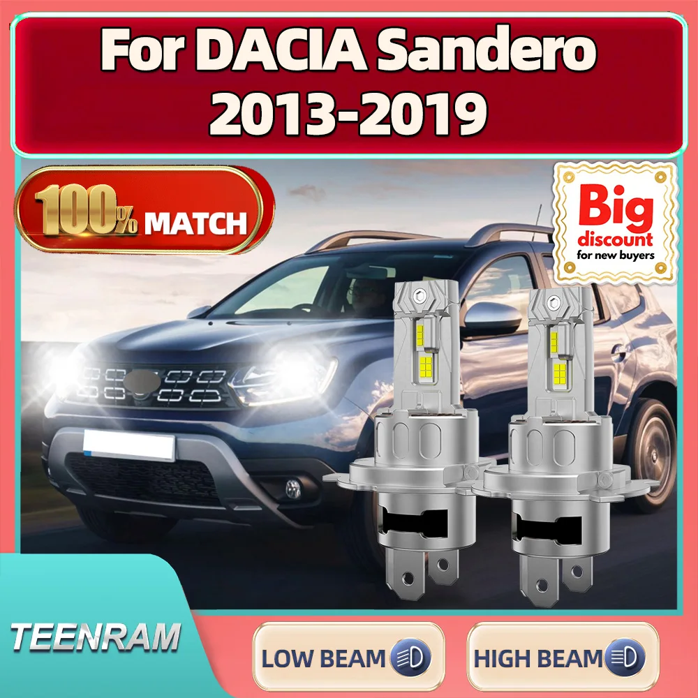 

TEENRAM For DACIA Sandero 2013 2014 2015 2016 2017 2018 2019 LED Headlight Bulb 60000LM Headlamp Ampoule 250W Canbus No Error