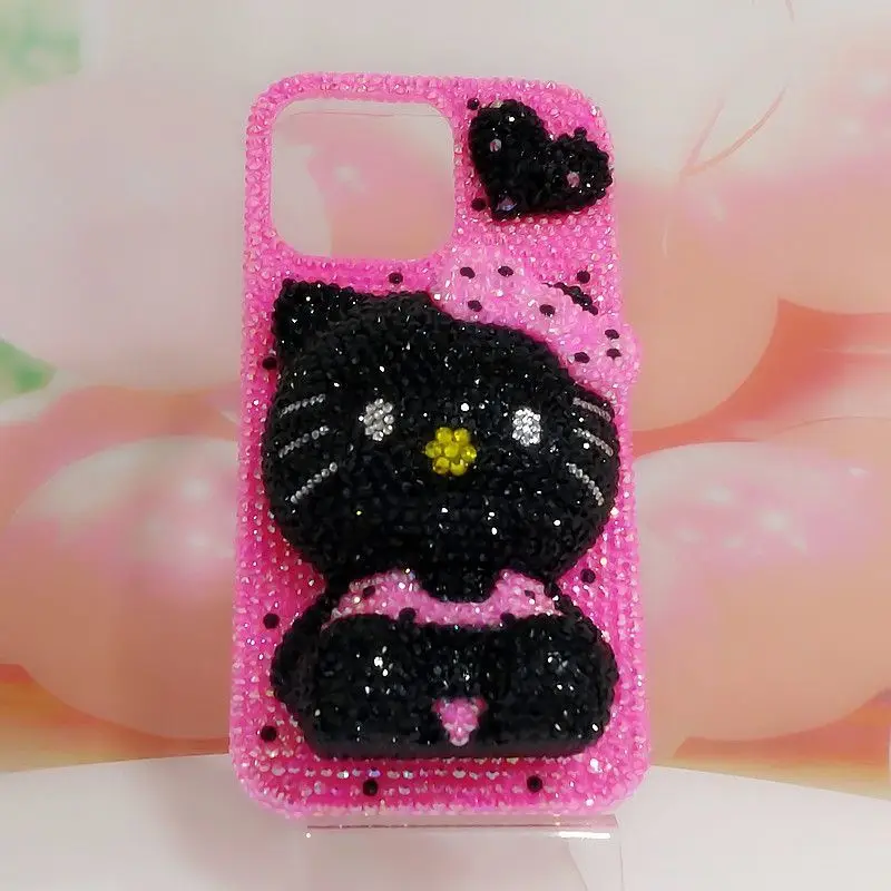 

Hello Kittys Rhinestone Bling Crystal Phone Case for Iphone 16 12 13 14 15Pro Max Iphone 11 Case Transparents Bumper Cover Gift