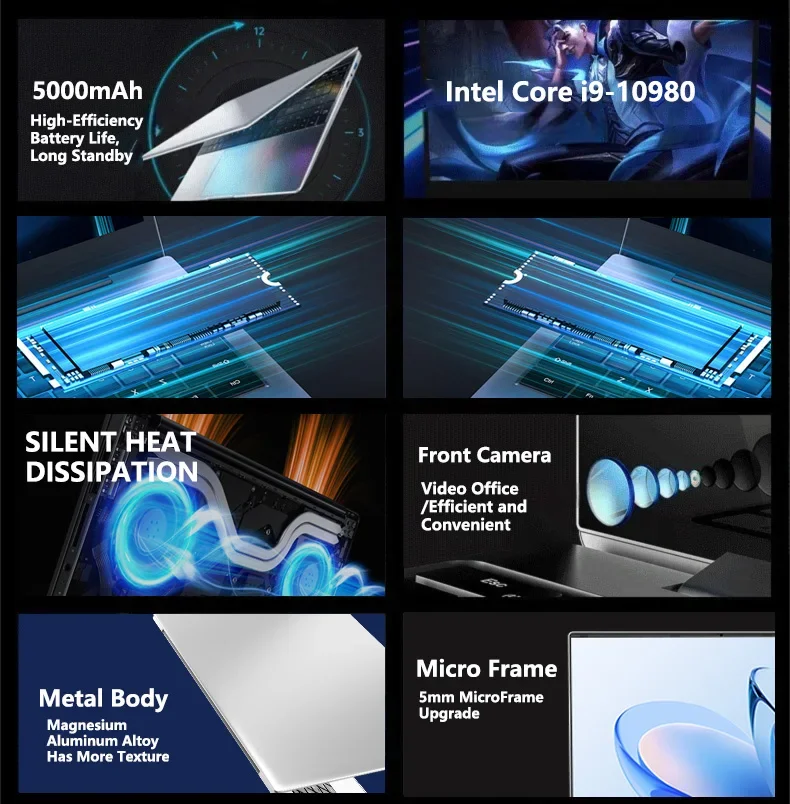2026 Intel Core I9-10980HK 14.1-Inch 4K HD Gaming Laptop Windows 11 16GB RAM 1/2TB M.2 SSD High-Performance Notebook PC