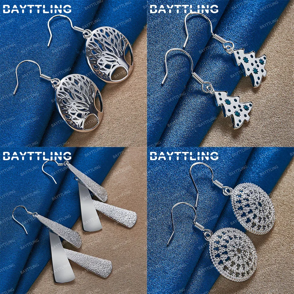 

Charm 925 Sterling Silver Delicate Tree Geometric Earrings Women Jewelry Accessories Party Ornaments Gift Wedding