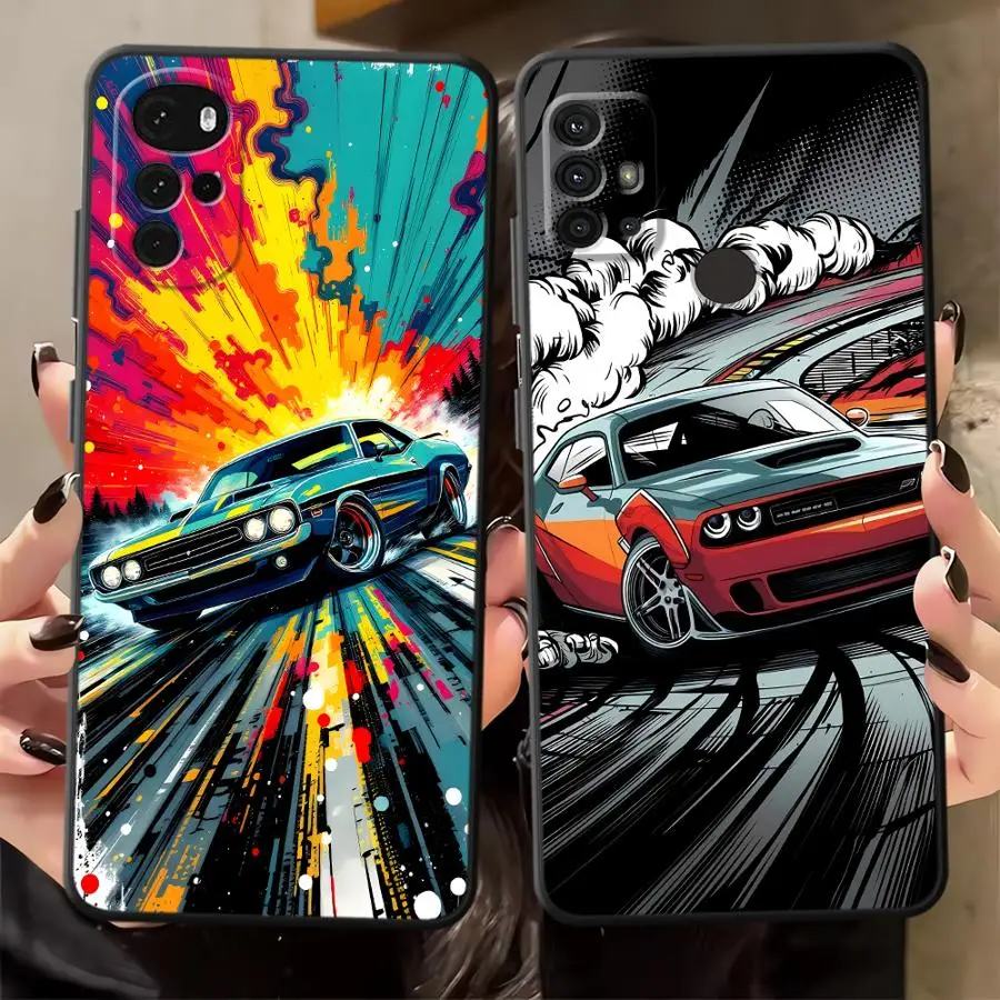 Case for Motorola Moto G22 Edge40 Edge 20 Pro 30 Lite G50 G51 G73 G52 G71 G53 G30 G60s G32 Phone Cover Comic Drift Car