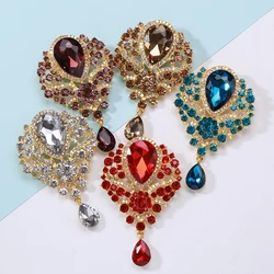 Fashionable And Luxurious Large Rhinestone Flower Brooch For Women Plush Coat Party Celebration Pin Gifts
