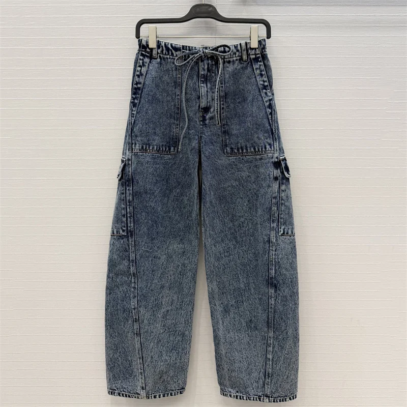 Women's jeans New low rise slim fit straight leg pants for summer 2026 pure cotton wide leg pants Multi pocket women's pants y2k