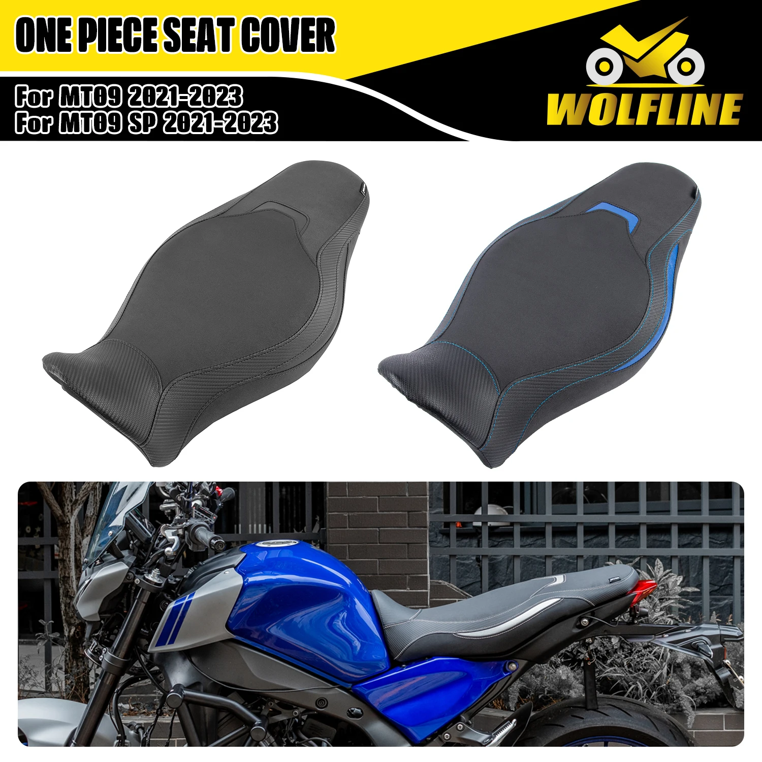 WOLFLINE Two-Up Seat Pad One-Piece Saddle Cushion Motorcycle Pillion for Yamaha MT-09/MT09 SP 2021-2023 2022