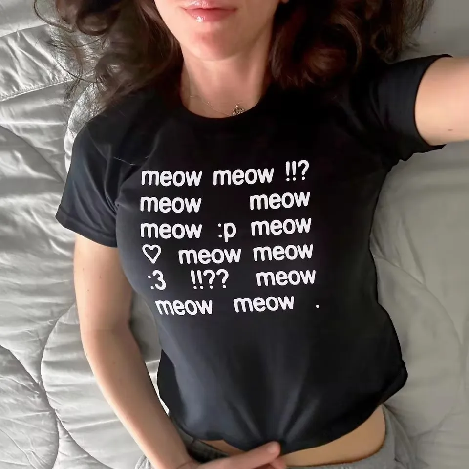 رسالة الجرافيك طباعة الجرونج خمر تي شيرتات قصيرة الاكمام Y2k نمط سليم المحاصيل الأعلى الشارع الشهير الهيب هوب الرسن القمم 90s المرأة بلايز