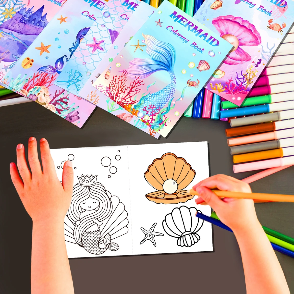 Mermaid Coloring Doodle Book Painting Little Mermaid Birthday Party Decor Kids Baby Shower Gift Under the Sea Party Activities