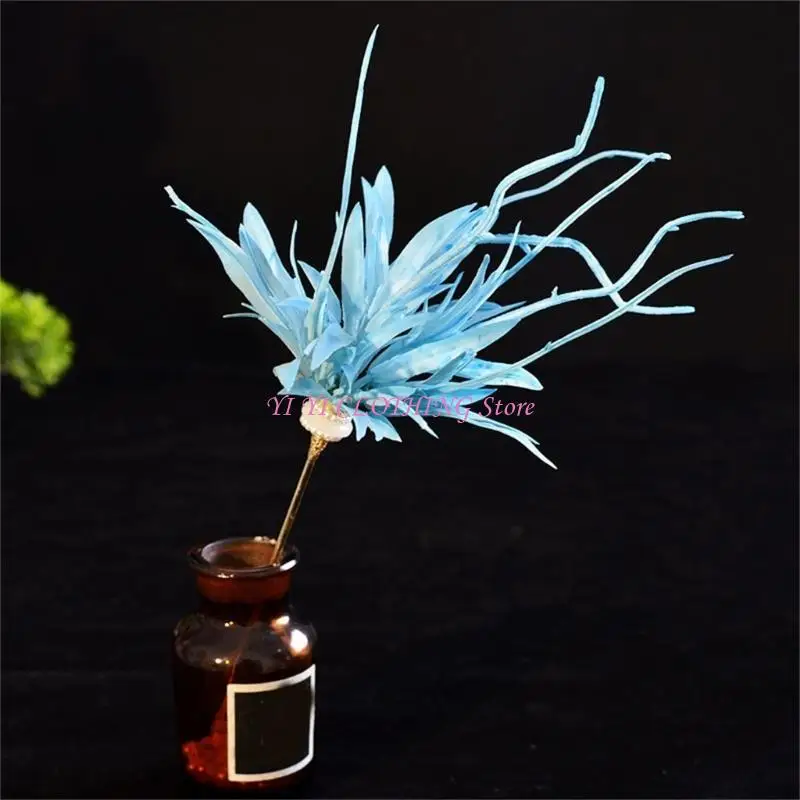 N5KF Handmade Flower Hair Clip Traditional Dragon Hairpin Wedding Hair for Weddings Photography Stage Performances