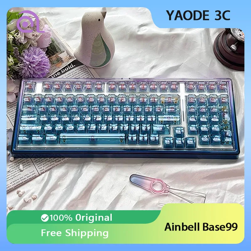 

Ainbell Base99 Mechanical Keyboard Tri Mode RGB Hot Swap Gaming Keyboard 4600mAh Long Battery Life Transparent Keycap Gamer Gift