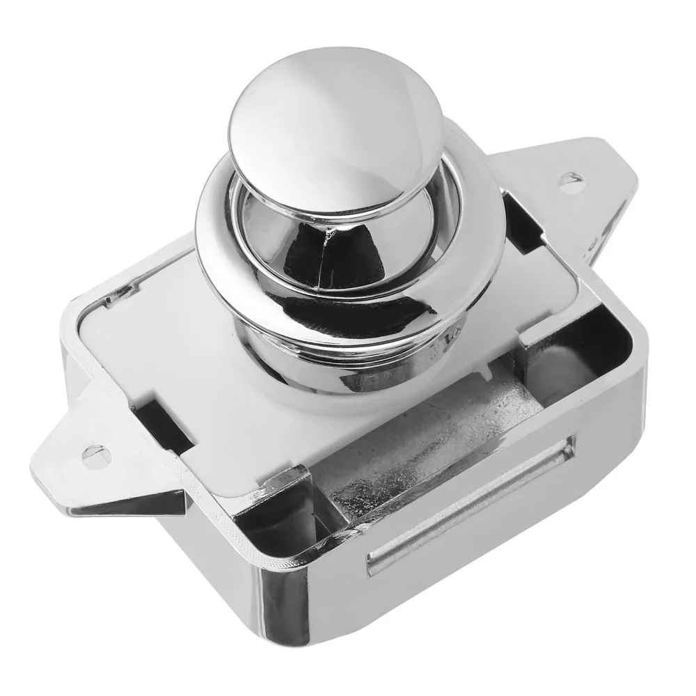 5pcs Home Yachts Silver Push Button Lock Zinc Alloy Push Button Latch Cabinet Drawer Latch ABS Cupboard Locks RV Application