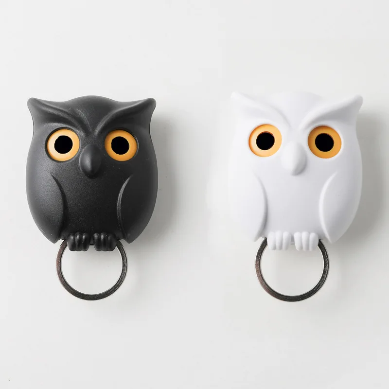 1PCS Night Owl Black White Brown Magnetic Wall Key Holder Magnets Keep Keychains Key Hanger Hook Hanging Key It Will Open Eyes