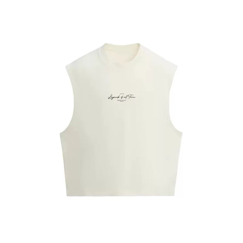 

Z Boxy Fit Vest Sle T-irt Double Cloth Printed Summer New Men's Loose round Ne Sweat Vest Faion Youth Trend