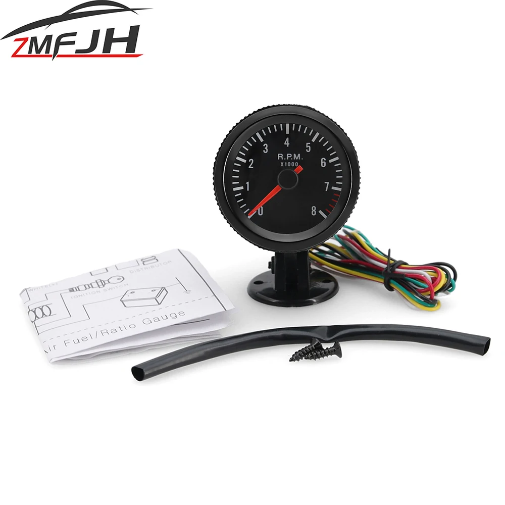 52mm Car RPM Gauge 0-8000 PRM Tachometer With LED Backlight For 1~8 Cylinder For 12V Car Engine Auto Car Tacho Indicator