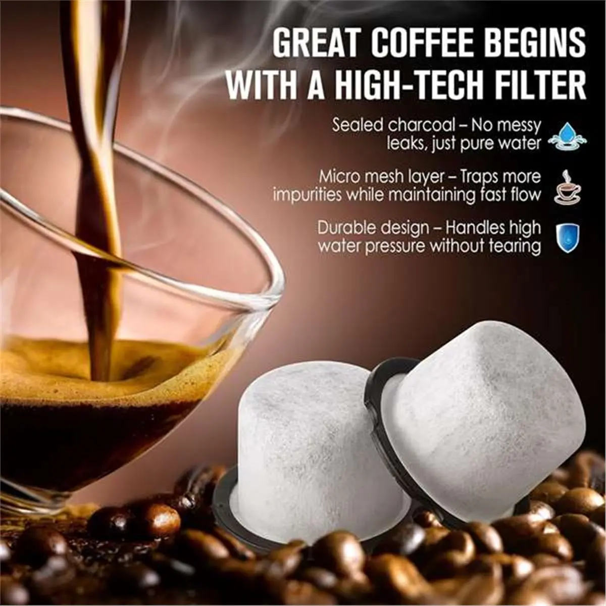Charcoal Coffee Water Filter Replacement for Café and Machines, Enhanced Filtration,3-Month Lifespan 8 Pack