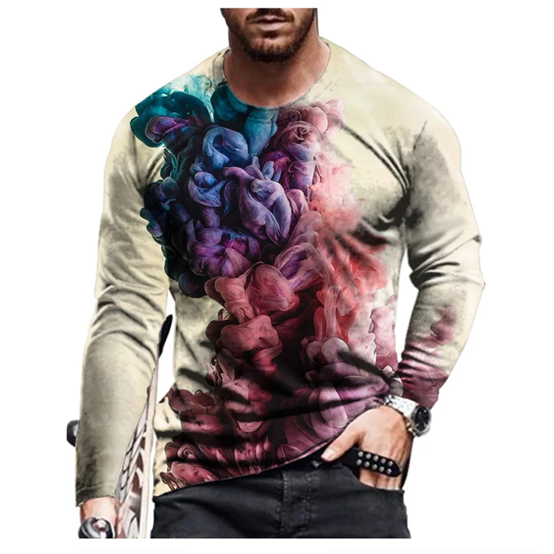 New Men's Clothing Personalized 3d Printed T-shirt Personalized Outdoor Entertainment Men's Round Neck Long Sleeve T-shirts Tops