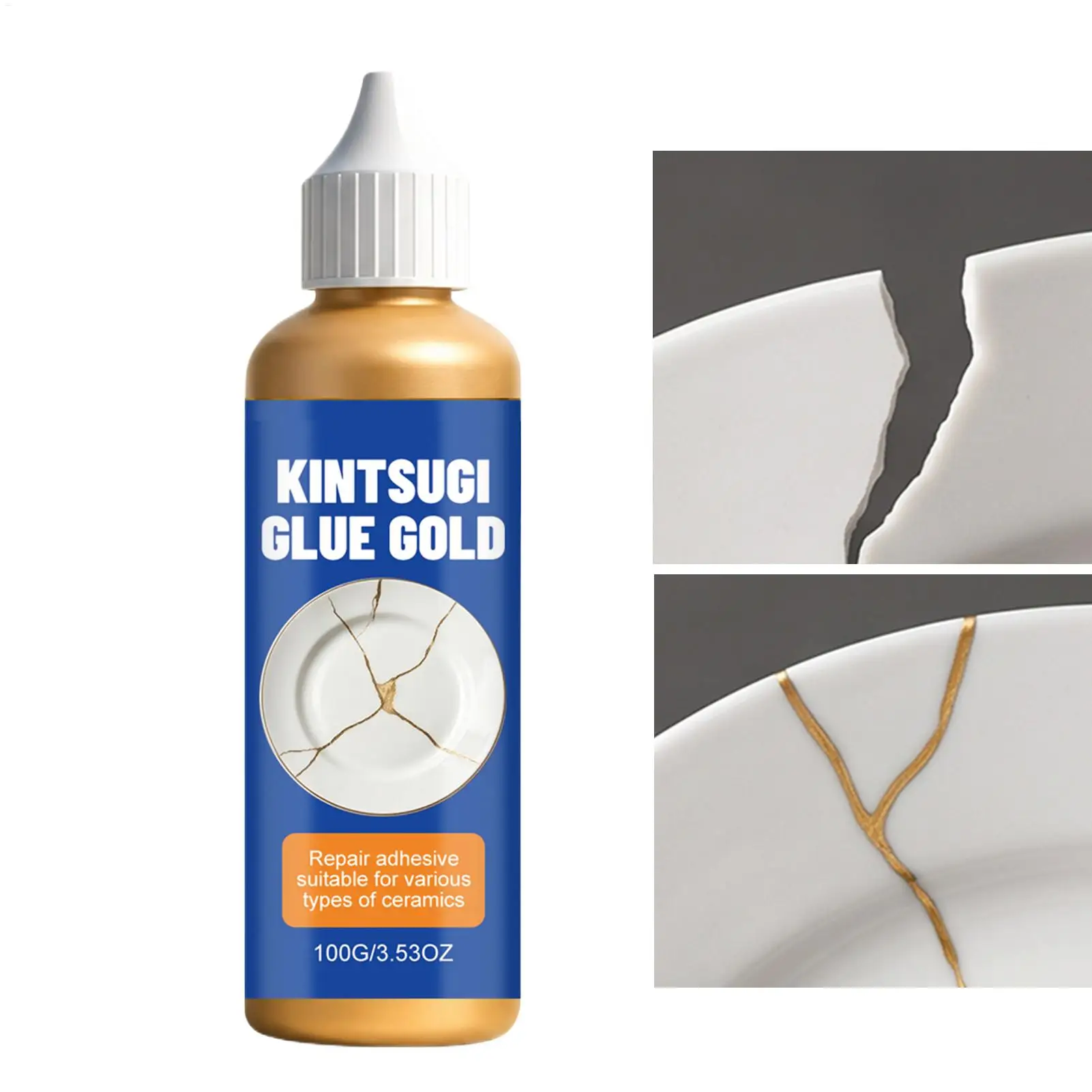 100g Ceramic Glue For Pottery Strong Golden Food Safe Decor Adhesive Strong Clay Adhesive For Bathtub Bathroom Countertop Floor