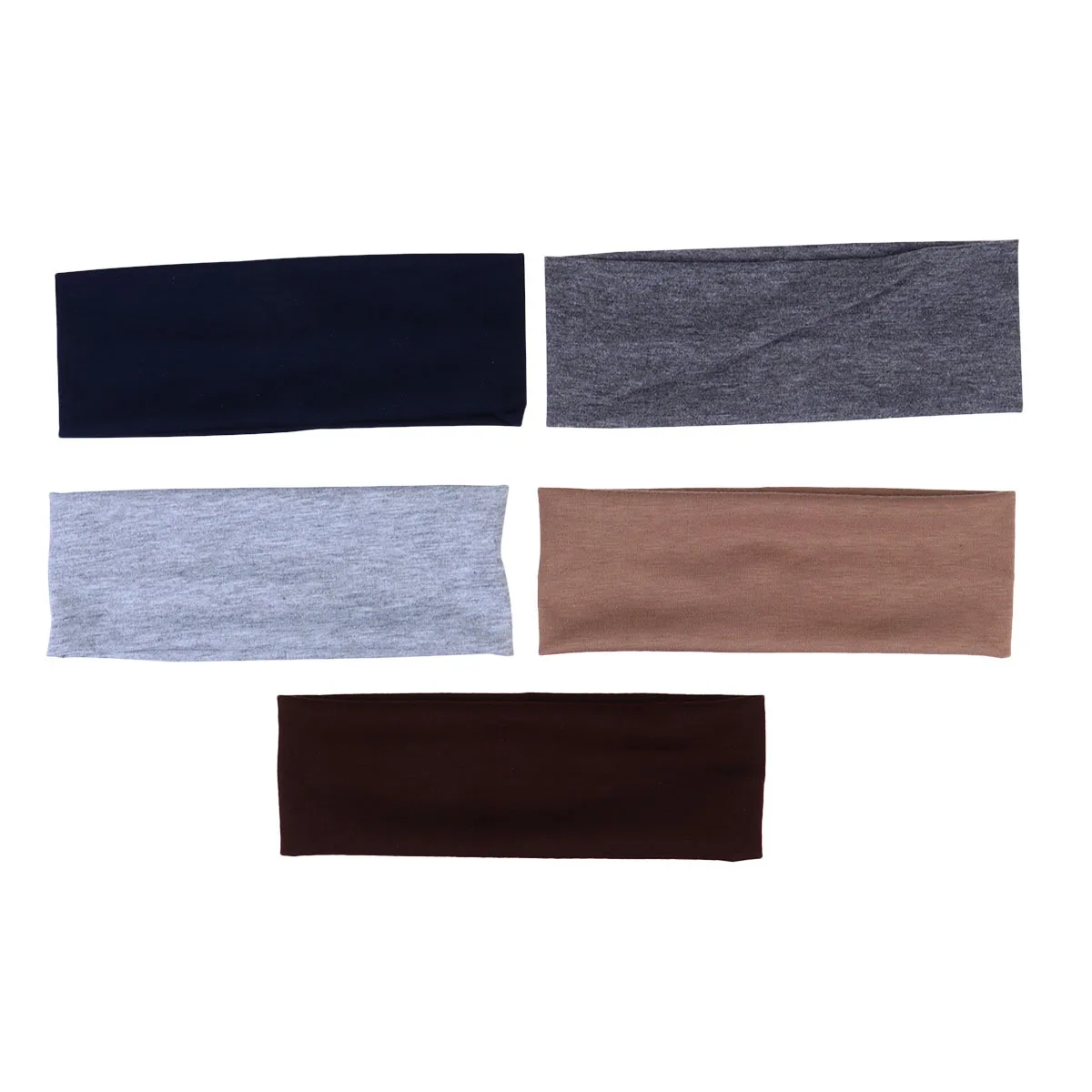 

5Pcs Sports Sweat Absorption Headband Women Yoga Running Exercise Wide Stretchy Hairbands Dark Coffee Light Coffee Light Grey