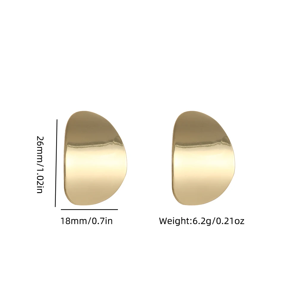 New Arrivals Gold Vintage Oval Glossy Metal Minimalist Clip on Earring Non Piercing Cute Ear Clips for Women Party Jewelry Gifts