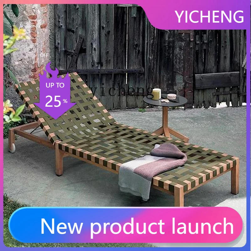 LYY  outdoor solid wood leisure courtyard teak outdoor terrace preservative wood swimming pool lunch lounge chair
