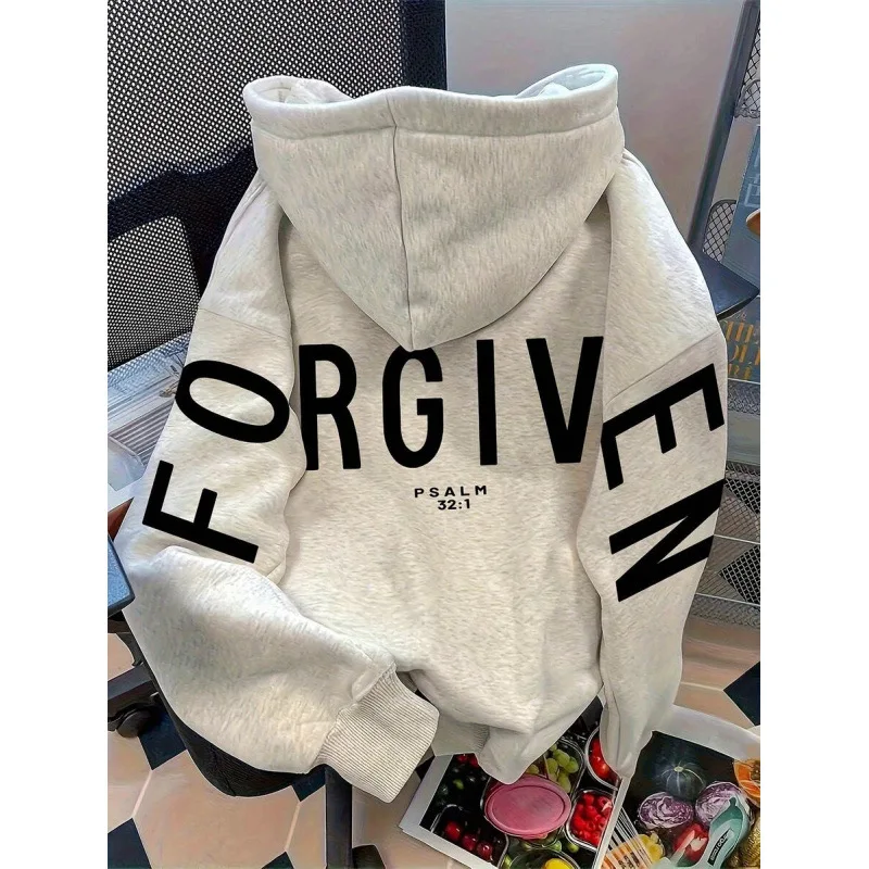 

Женская модная толстовка с принтом и капюшоном, весна 2026, с круглым вырезом, длинным рукавом, из других материалов, 100% комфортная, повседневная, уличная одежда