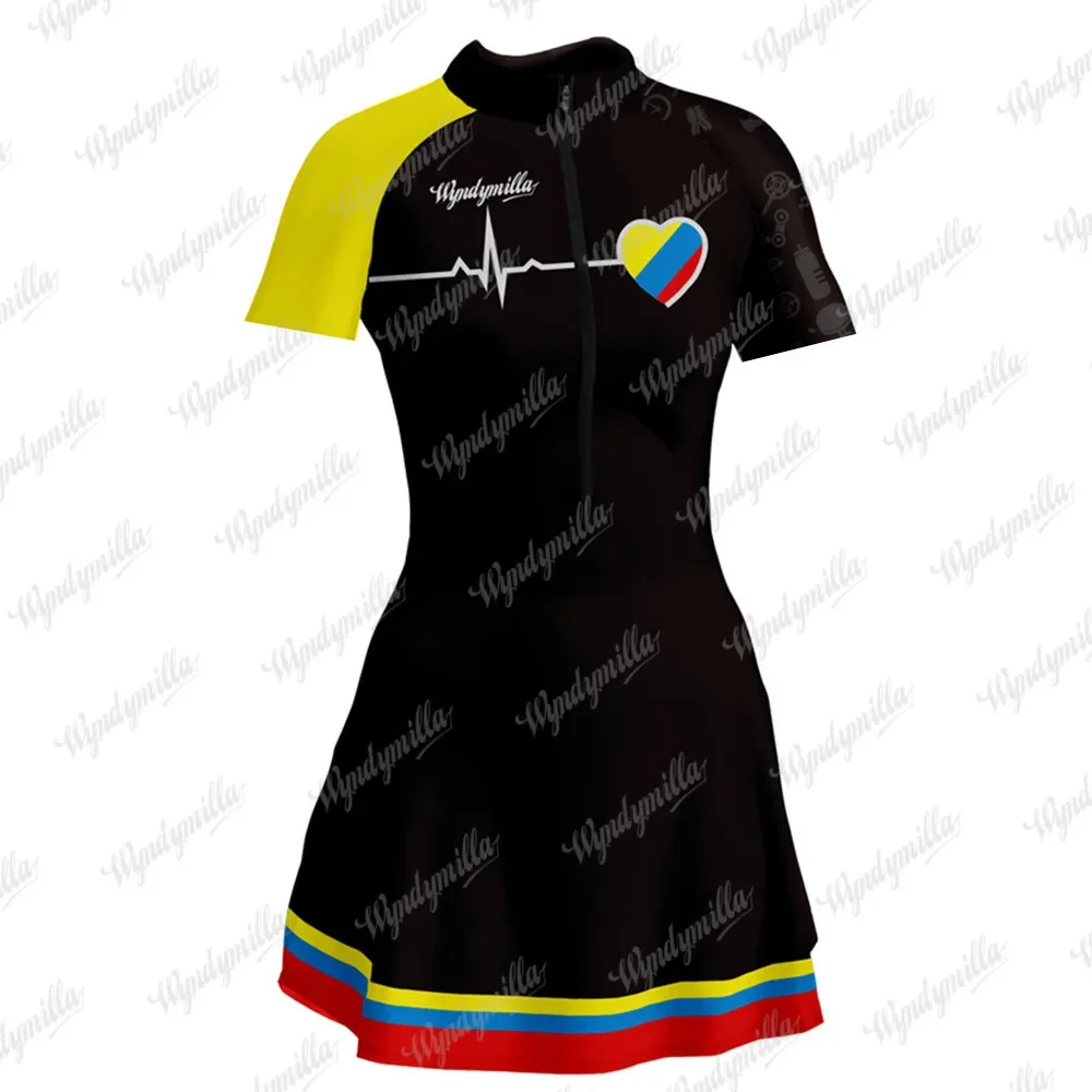 Triathlon Bodysuit Women Short Sleeve Bike Monkeys Dress Macaquinho Feminino Saia Lycra Fabric Bike Little Suit