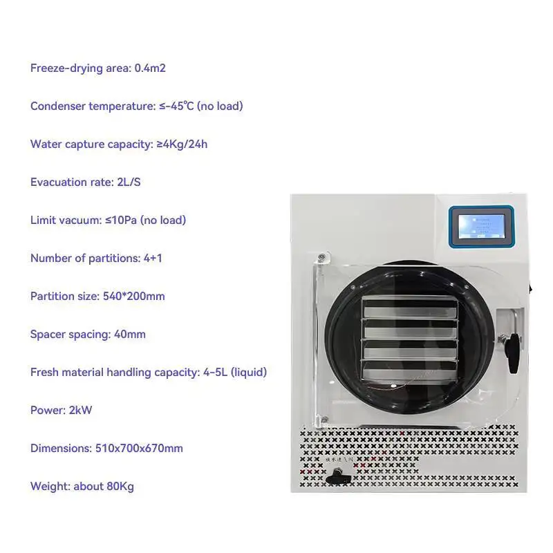 Safe And Efficient Automatic Drying Area 0.4 Square Meter Vacuum Freeze Dryer