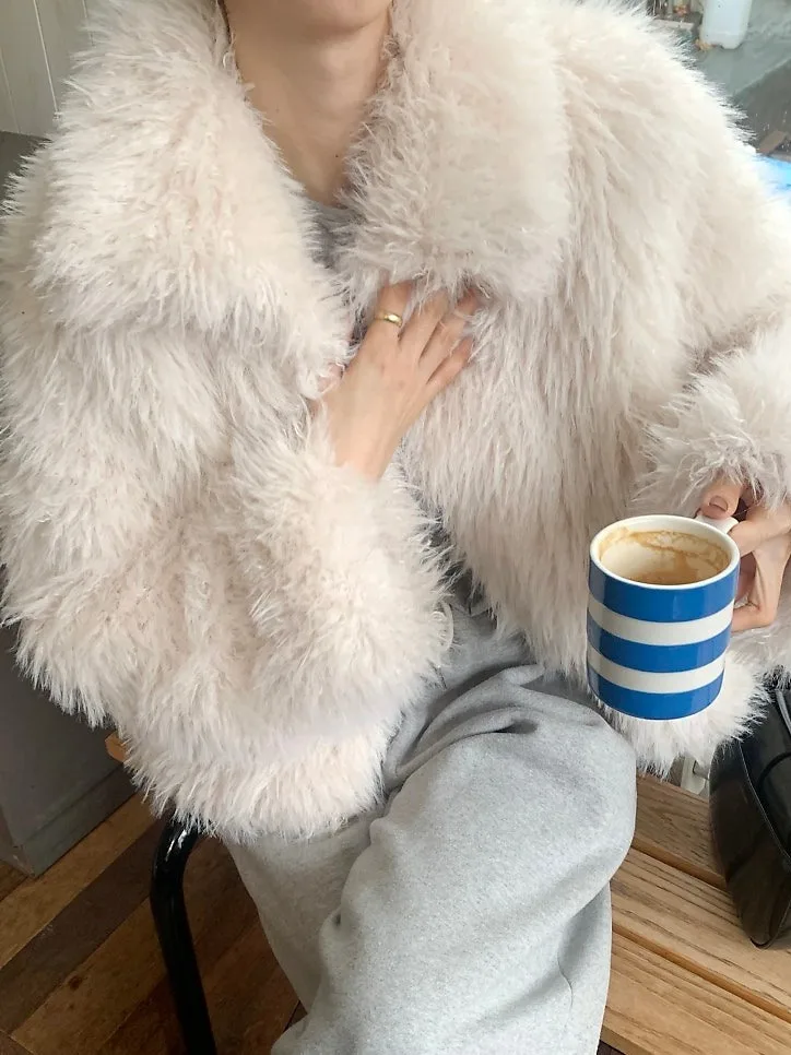 

Korean Sle ort Fur Jaet Women's Faion Warmth Outerwear Winter Luxury Feel Cact Cotton Lined Ladies Coat