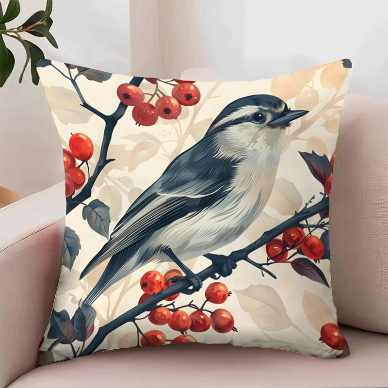 A Bird Standing on a Tree Branch Pillowcases for Pillows 45x45 Cushion Cover for Living Room Cushions Decorative Pillow Cover