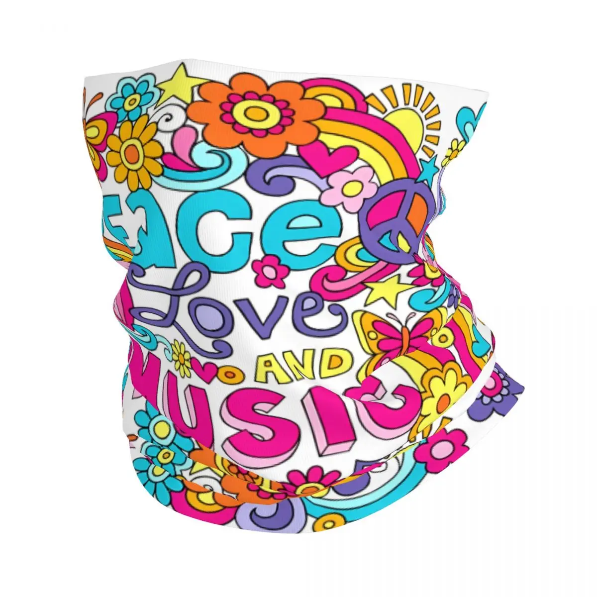 Love And Peace Scarf Neckerchief Neck Face Mask Polyester