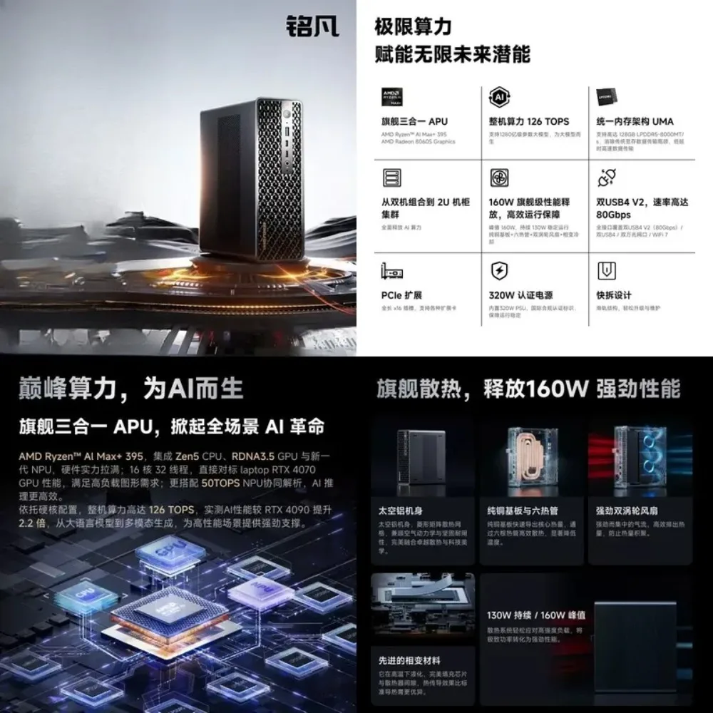 Mingfan MS-S1 Ryzen AIMax + 395 Mini Host High Performance AI Desktop Mini Computer Game Office