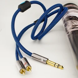 Premium Audio Cable Stereo 6.35mm TRS Plug to Dual RCA Soundbox Mixer AMP 1/4 Inch to 2 RCA Shielding OFC Cable 1M 2M 3M 5M 10M