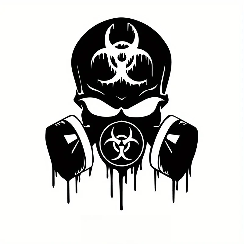 Waterproof Vinyl Car Stickers Biohazard Gas Mask Surface Mount Multicolor Decal