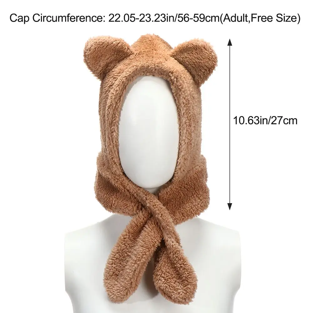 Fashion Women Beanies Caps Winter Warm Cute Bear Ear Hat Casual Plush Hat Women Earflap Earmuff Windproof Caps Scarf