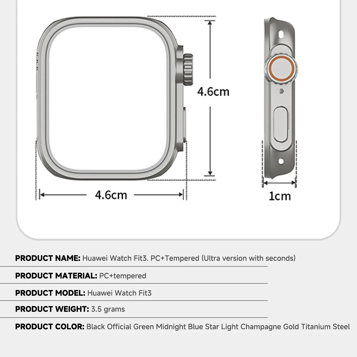 Screen Protector + Tempered Glass Case for Huawei Watch Fit 3 Case Frame As ultra2 Smart Watch Strap Case for Huawei Watch Fit 3