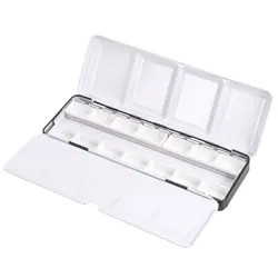 Paleta de acuarela vacía, con 14 piezas lata de Metal, estuche de pintura para sartenes completas con tapa, caja de pintura para viaje, pintura al óleo Gouache