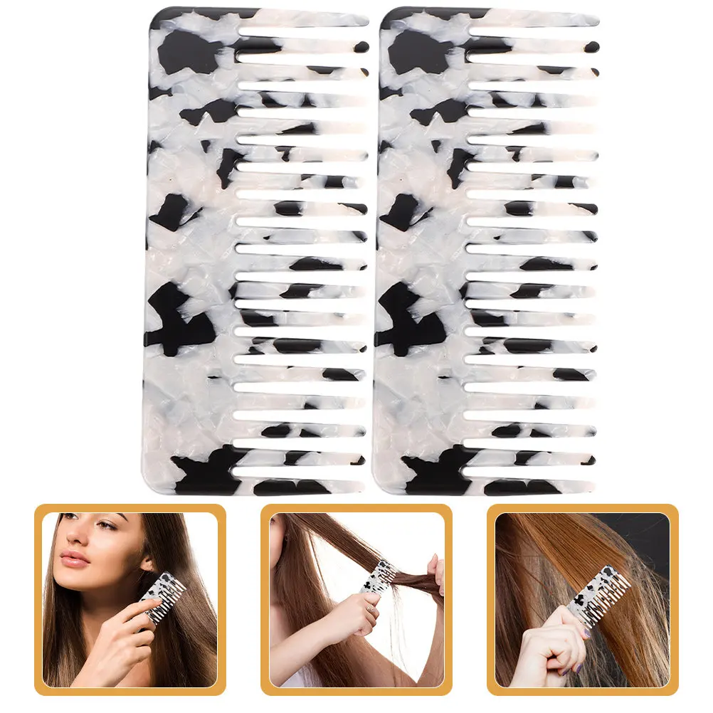 

2Pcs Acetate Sheet Anti-Static Hair Combs Detangling Styling Comb for Curly Wet Hair Travel Home Use Sleek Elegant Texture