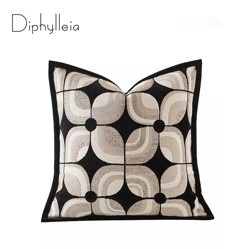 Diphylleia Geometrical Cushion Cover Exclusive Design Embroidered Luxury Throw Square Pillowcase Lounge Salon Chair Decoration