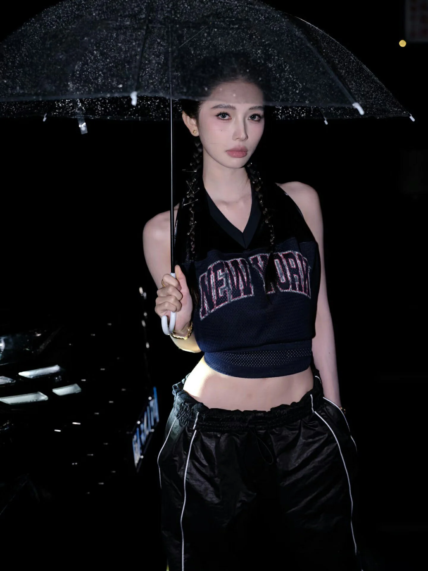 WEEKEEP Street Style Hot Girl Letter Print Halter Neck Tie Top Low Waist Elastic Casual Pants Dancing Women's Fashion Set