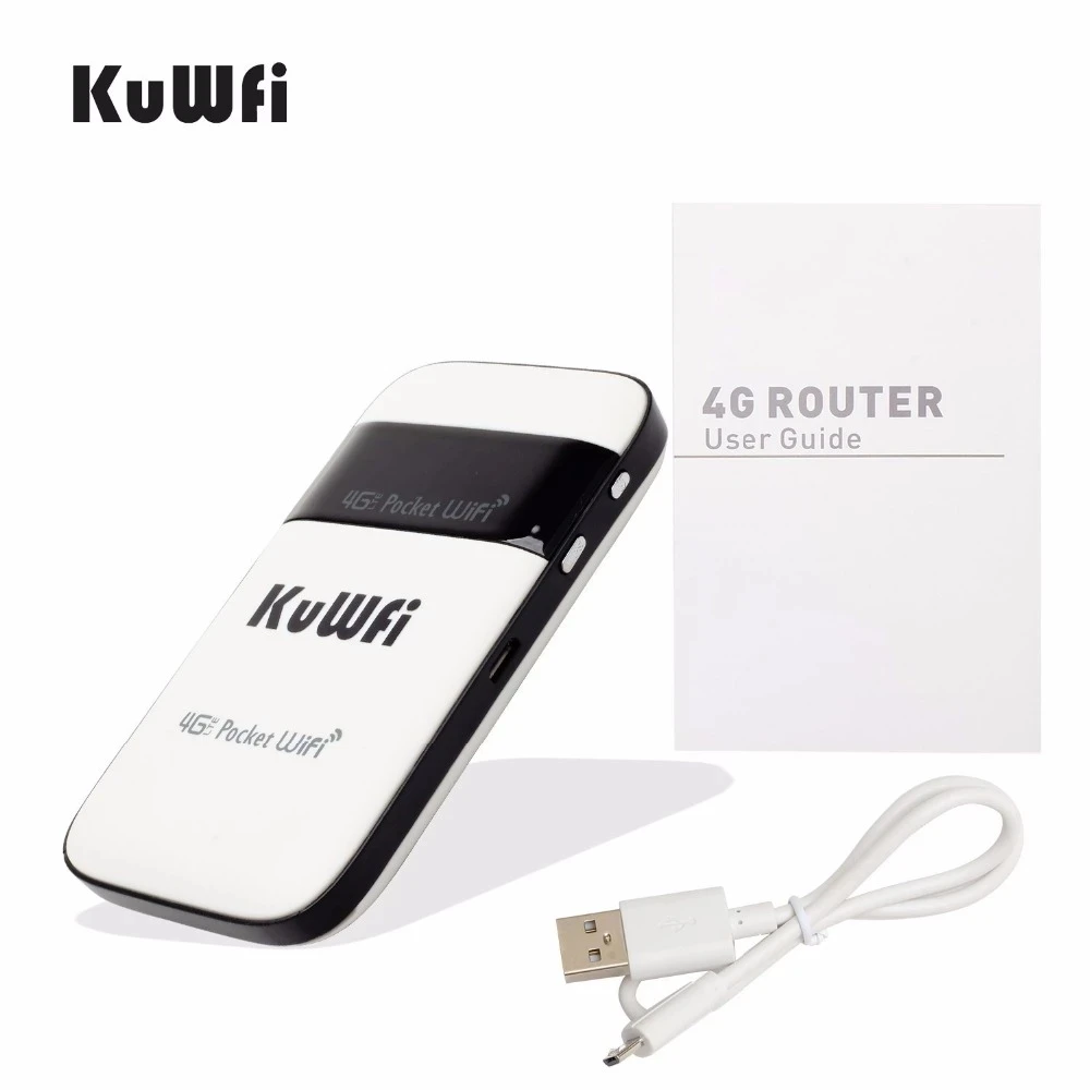 KuWfi Unlock 4G Lte Router Mifi Portable Mini Hotspot Large Wireless Pocket Wifi Router With Sim Card Slot Network Adaptor