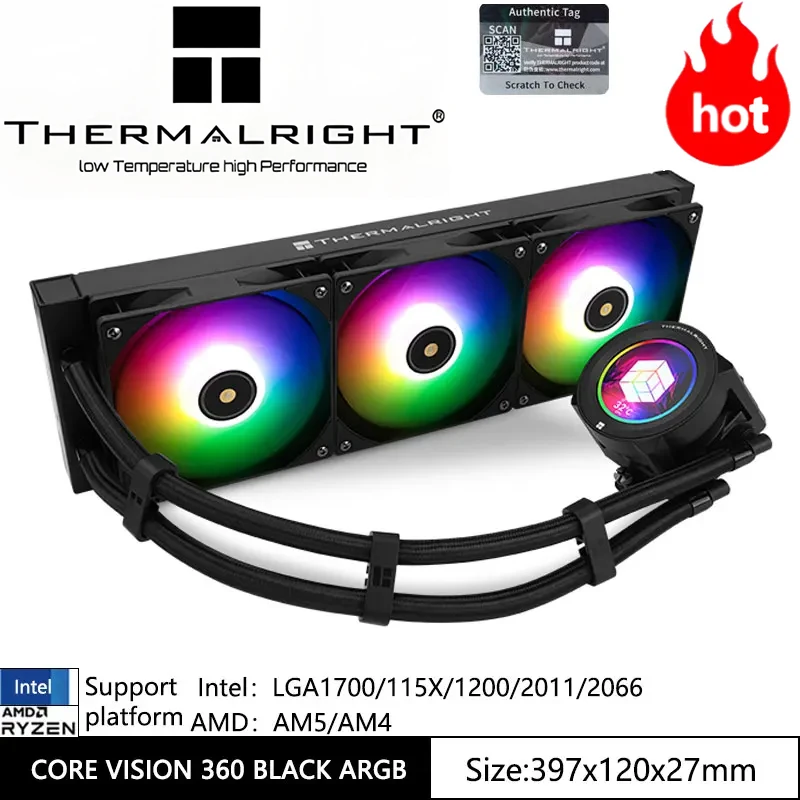 

Thermalright All -in -one water cold radiator，CORE VISION 360 series ARGB 2.1 -inch LCD display screen,Support LGA1700/115X/AM5