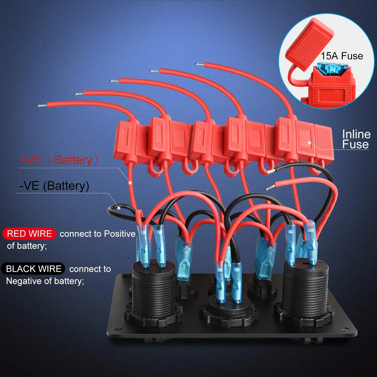 Interruptor de Panel de Control de coche, voltímetro Digital de 5 entradas, 12V, 24V CC, cargador USB para coche, encendedor de cigarrillos, toma de corriente, interruptor basculante LED