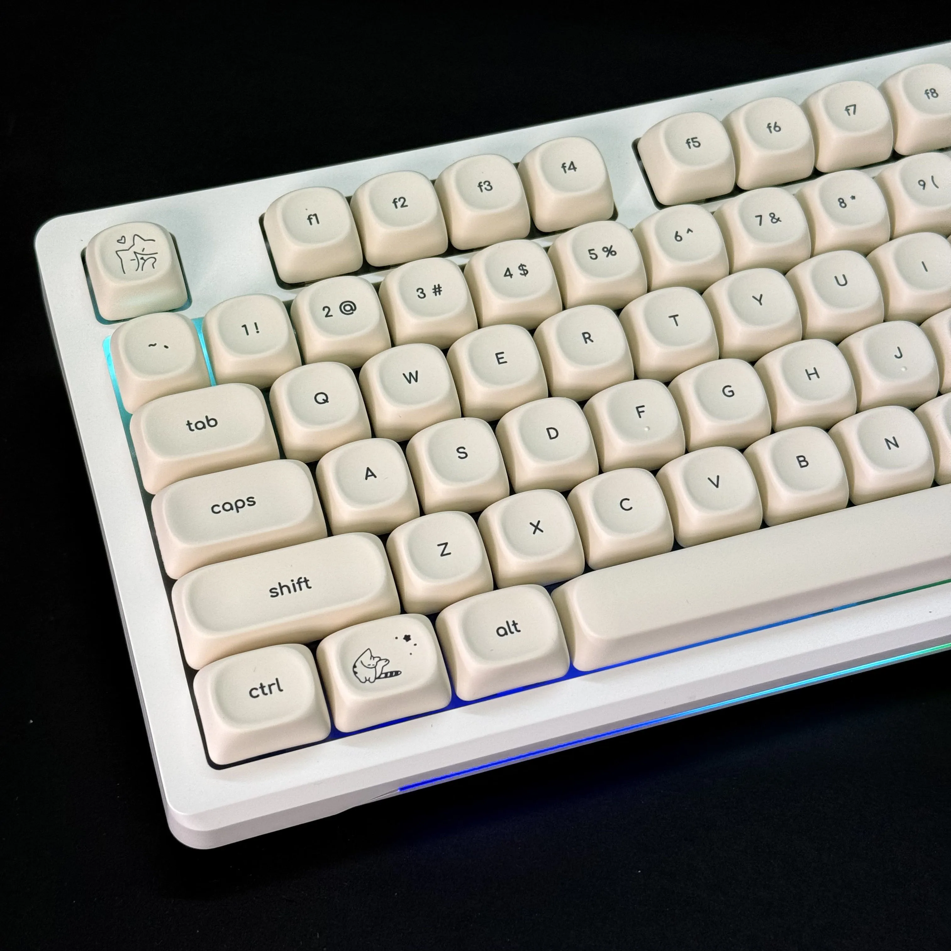 Korean Cute Keycap 60% 65% 75% TKL 96% 100% Layout MOA Milky Cat Fruit Print Hangul Keycaps for MX Switch Mechanical Keyboard