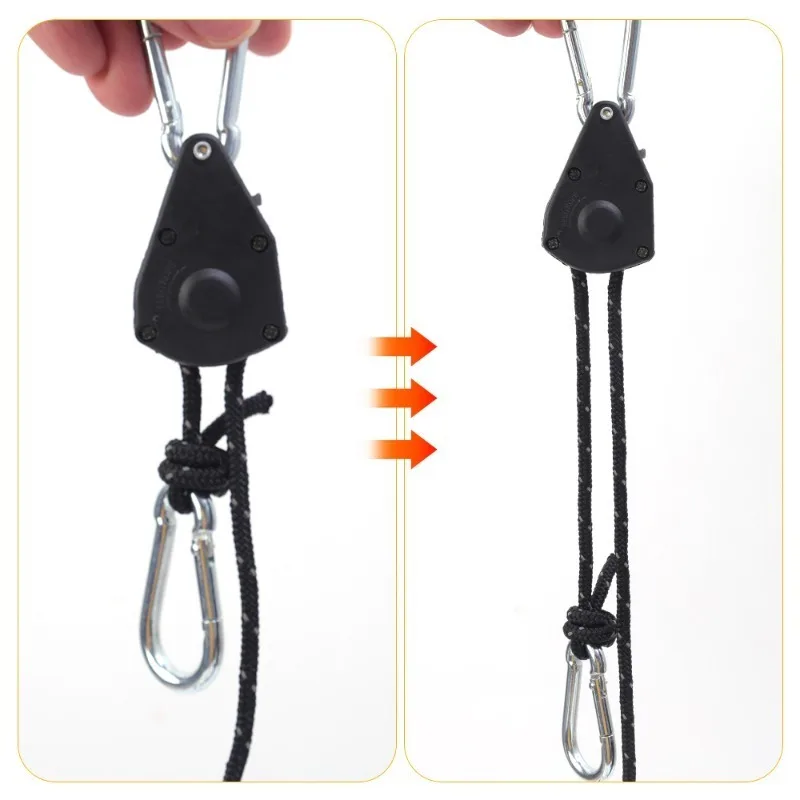 1/2/4pcs Adjustable 8inch Lanyard Hanging for Outdoors Camping Grow Plant Lamp Rope Ratchet Hanger Pulley Lifting Pulley Hook
