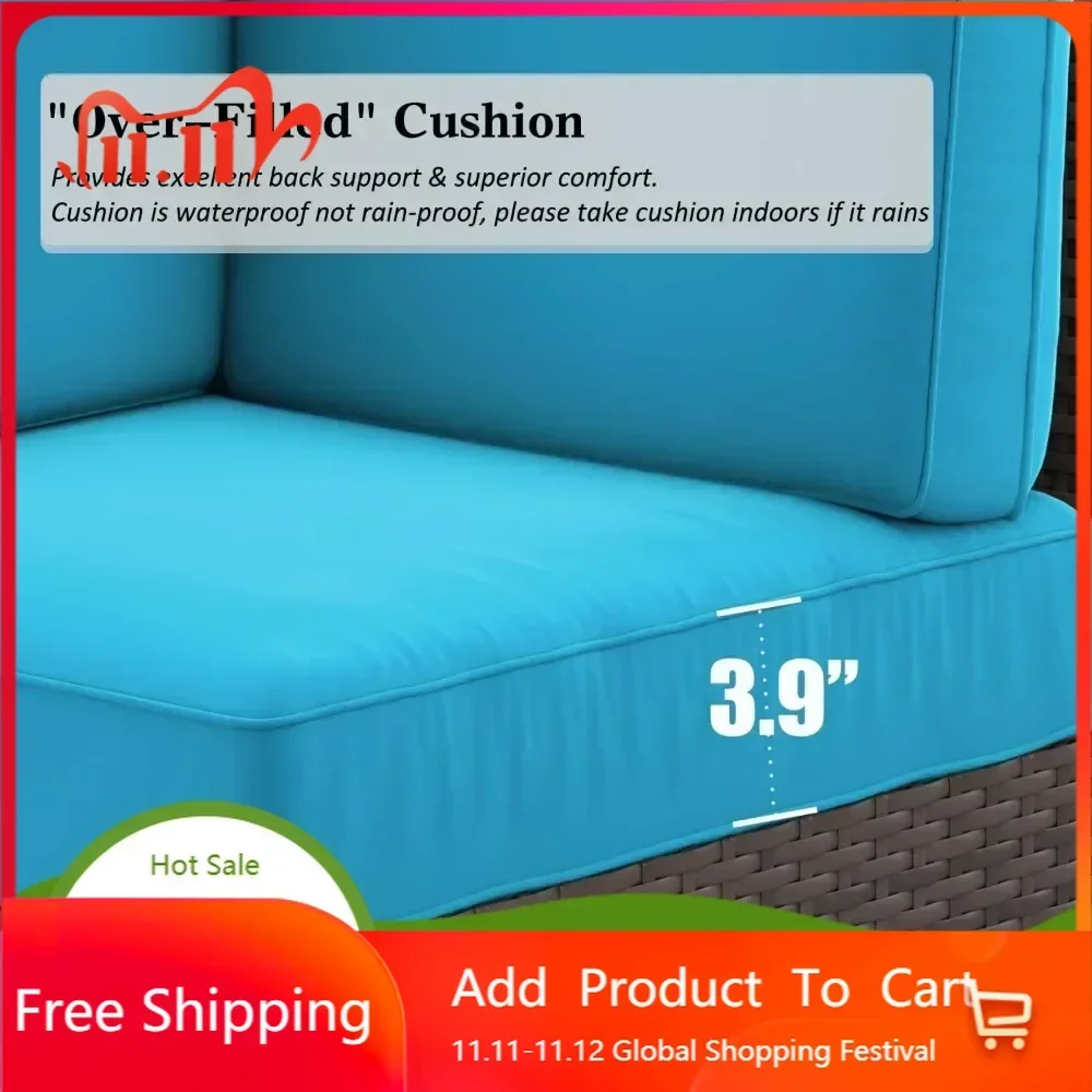 

Комплект уличной мебели для патио из 8 предметов, 44-дюймовый стол для костра и секционный диван из ротанга для разговорного