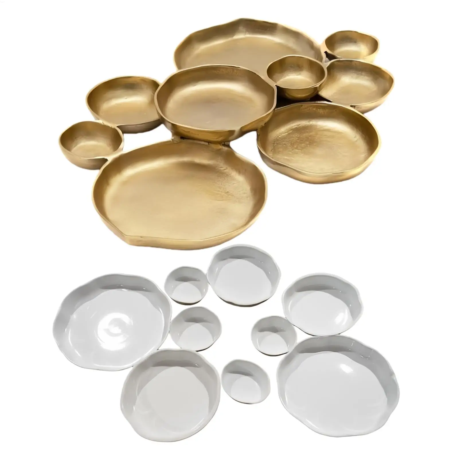 22 Zoll Neun-Fächer Dessert-Dekorationsplatte Multifunktionales Aluminium-Serviertablett Schale Charcuterie-Tablett Servierschalen für Zuhause